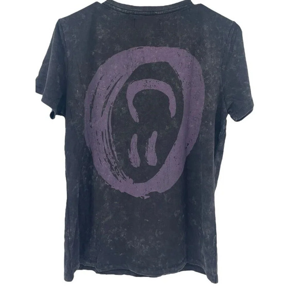 One Teaspoon Washed Black Smiley Logo Fitted Tee Shirt Size XL US 10 - Picture 7 of 9